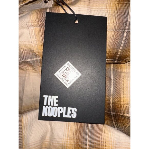 The Kooples Mens XL Plaid Shirt Brown & Beige Cotton Blend Western Boho Revolve - Picture 5 of 5